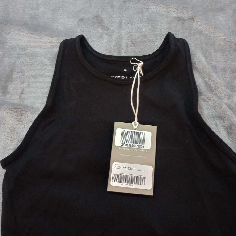 Everlane Womens XS Black Perform Cropped Cami Tank Top Athletic Built in Bra - Picture 5 of 13